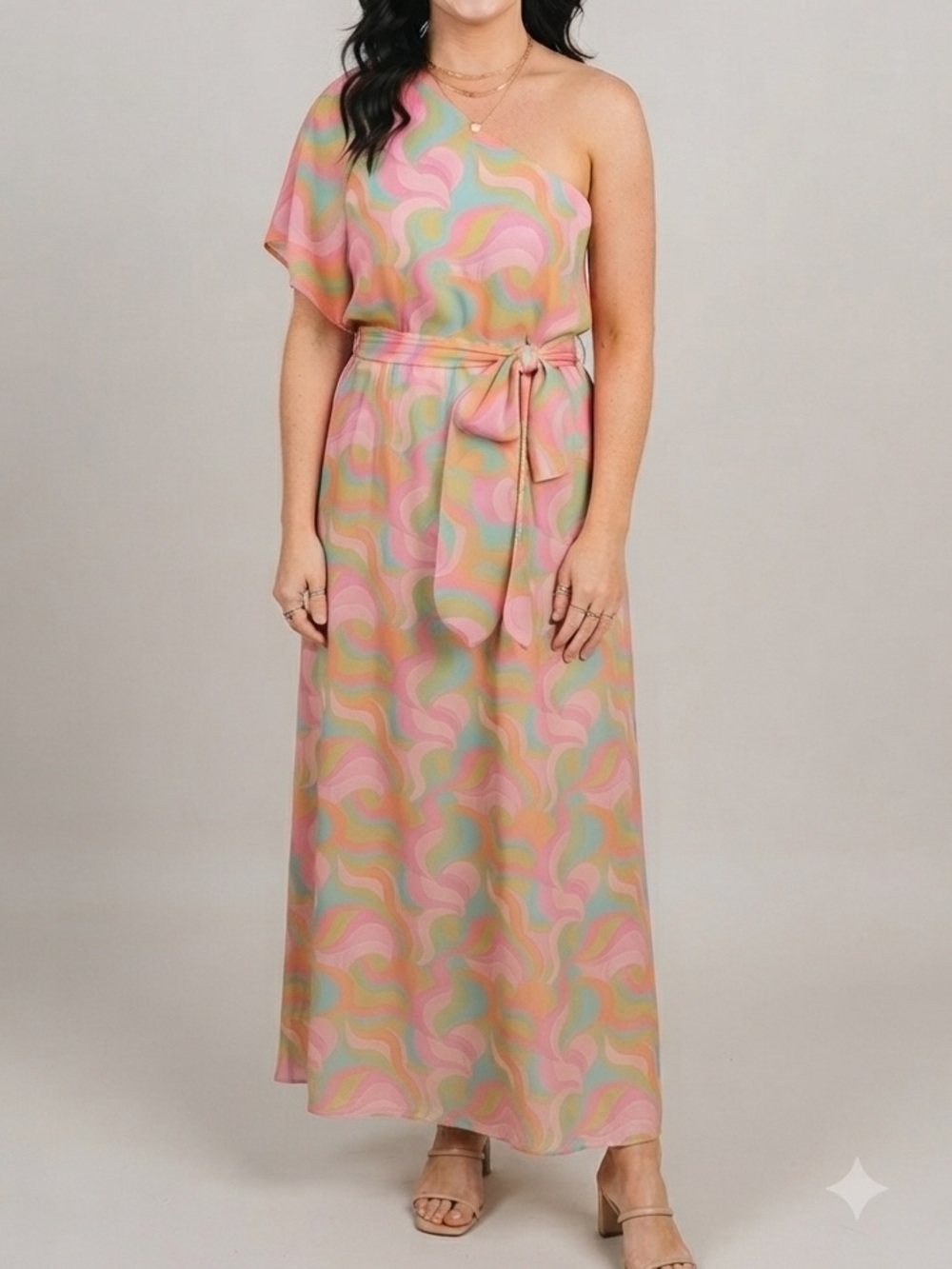 Show Me Your Mumu x Barbie Christie Party Wave One-Shoulder Maxi Dress M